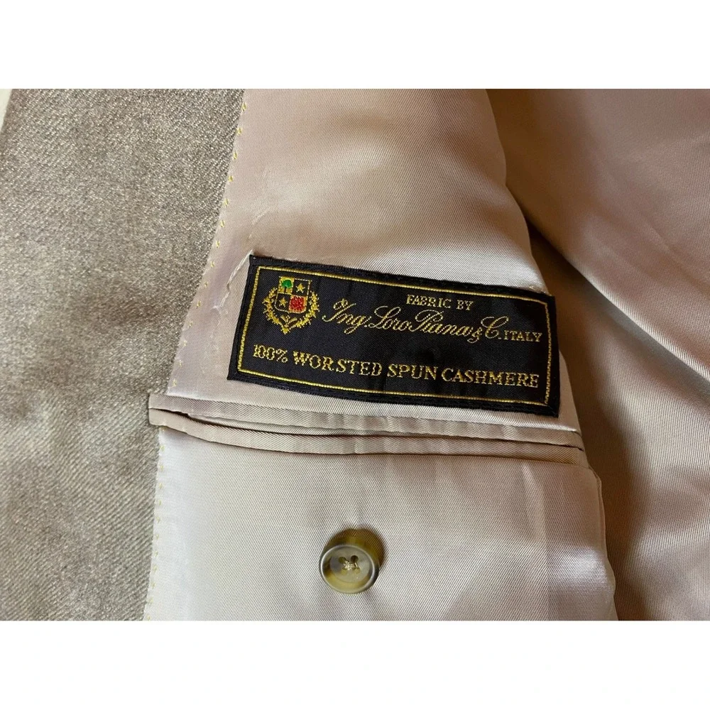 Hart Schaffner Marx Loro Piana Worsted Cashmere Sports Coat Men 44L Blazer Beige